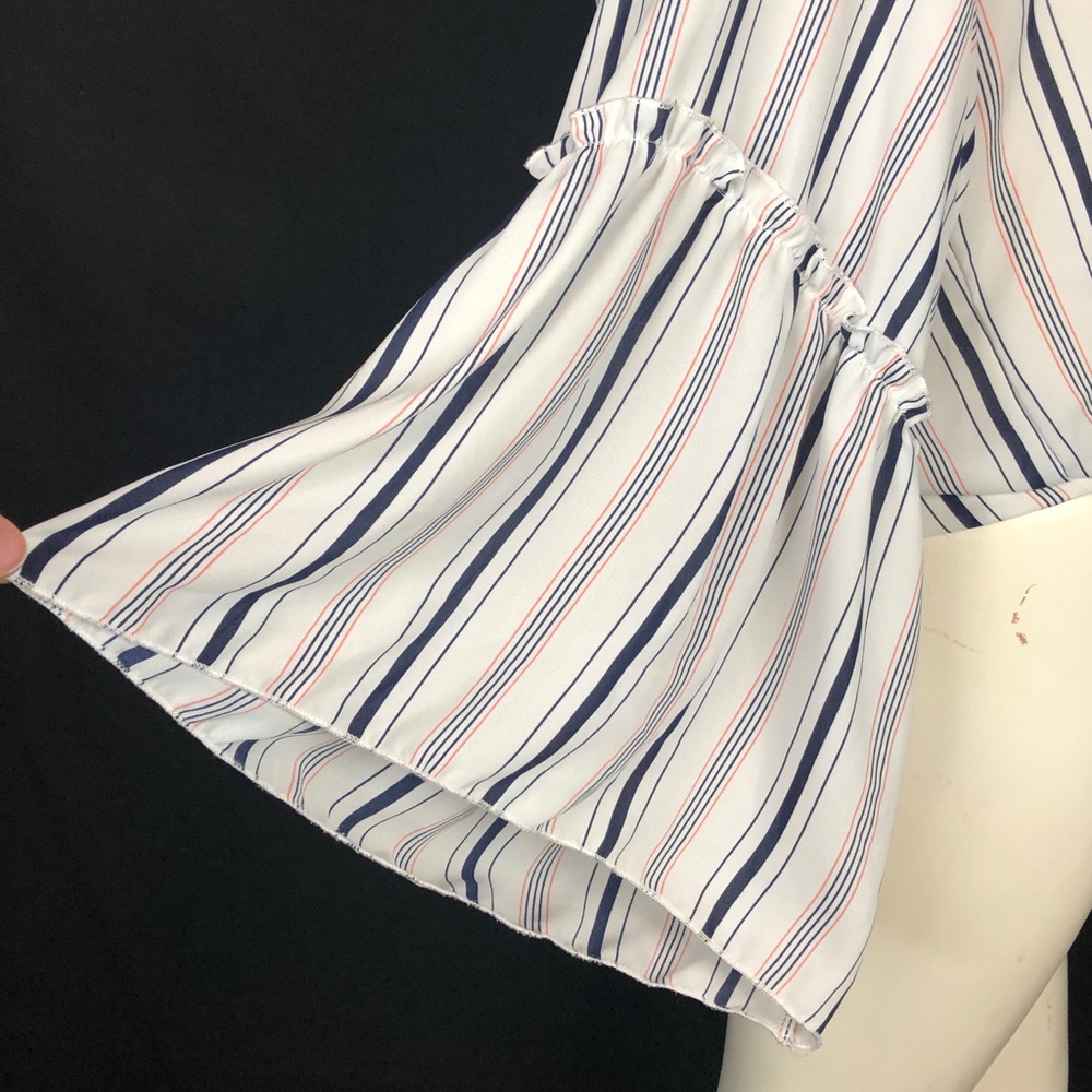 Lavender Fields Striped Bell Sleeve Blouse - Picture 3 of 7